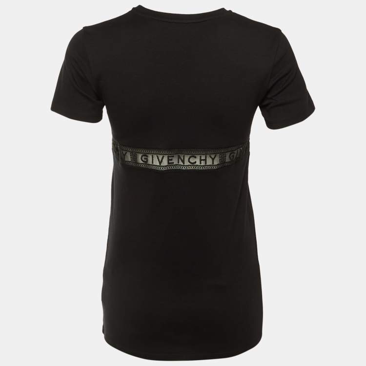 Pre Owned Givenchy Kids Black Mesh Embroidered Logo Detail Cotton Shirt Dress 10Yrs 