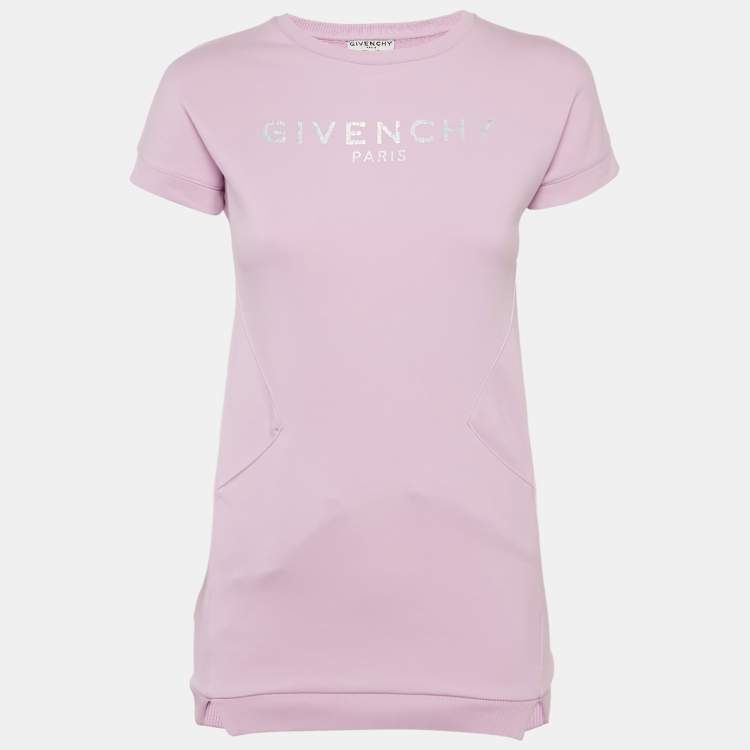 Pre Owned Givenchy Kids Purple Logo Print Cotton Dress 10Yrs