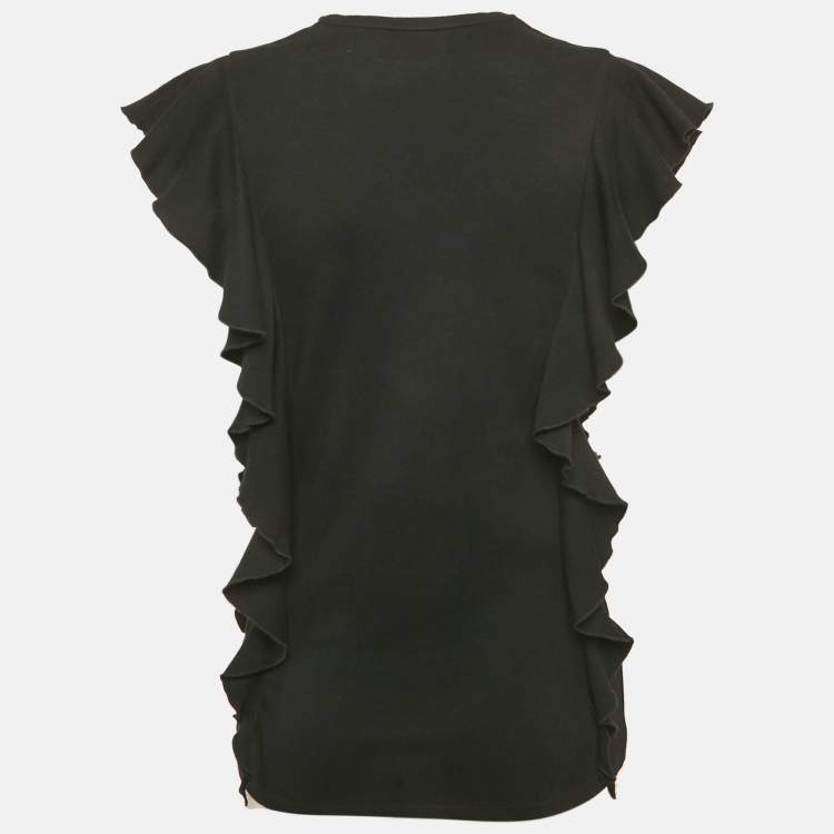 Pre Owned Givenchy Black Cotton Knit Logo Detail Top 10Yrs