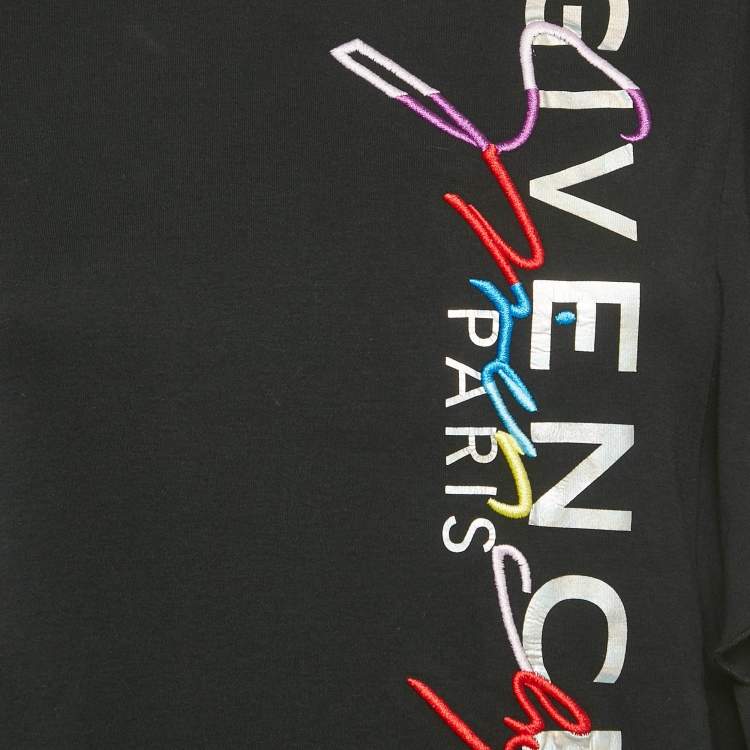 Pre Owned Givenchy Black Cotton Knit Logo Detail Top 10Yrs