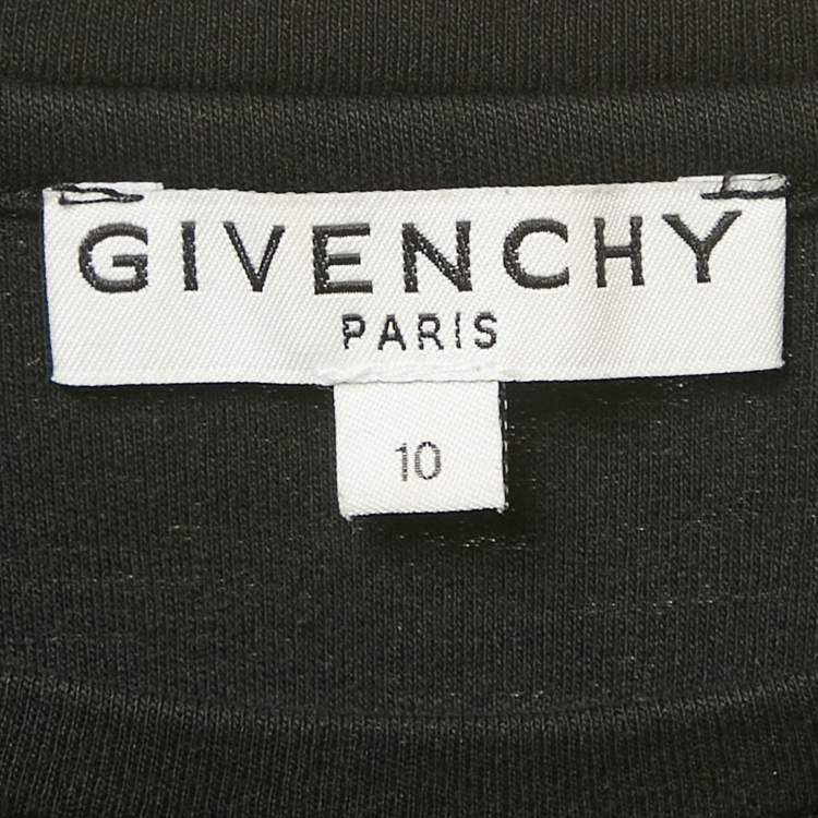 Pre Owned Givenchy Black Cotton Knit Logo Detail Top 10Yrs