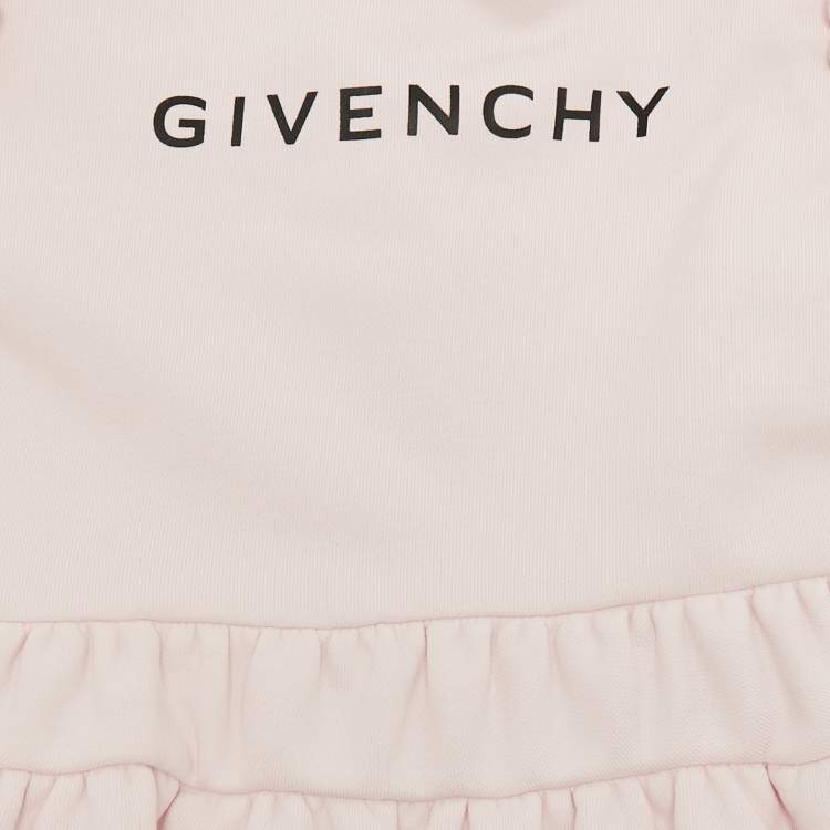 Pre Owned Givenchy Kids Pink Logo Print Cotton Ruffled Dress 2Yrs