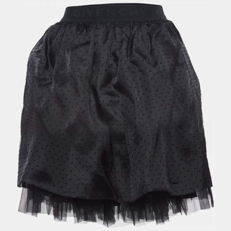 Pre Owned Givenchy Black Dotted Silk Tiered Skirt (10 Yrs)