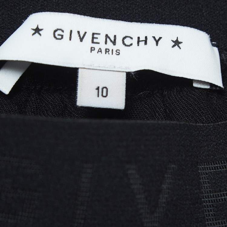 Pre Owned Givenchy Black Dotted Silk Tiered Skirt (10 Yrs)