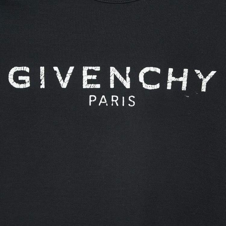 Pre Owned Givenchy Black Cracked Logo Print Cotton T-Shirt (12 Yrs)
