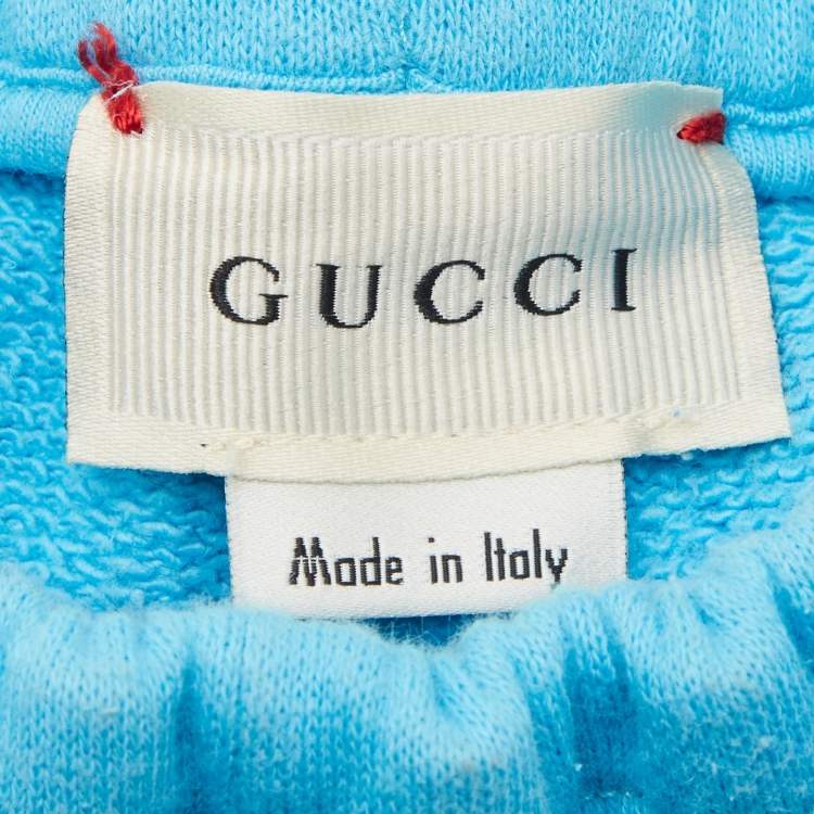 Pre Owned Gucci Kids Blue Logo Print Cotton Joggers 6 Yrs 