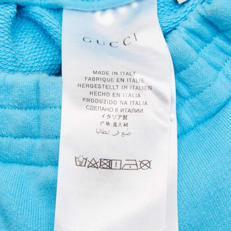 Pre Owned Gucci Kids Blue Logo Print Cotton Joggers 6 Yrs 