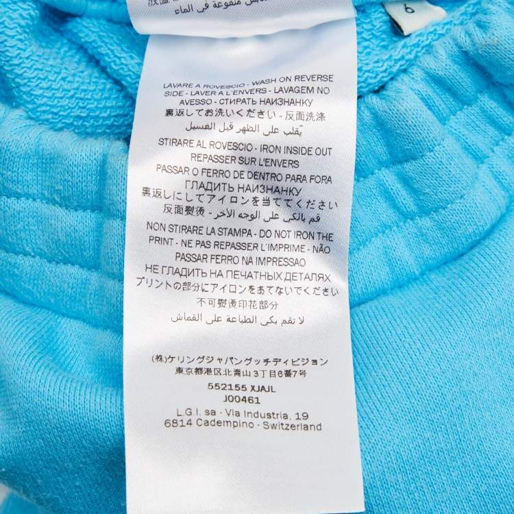 Pre Owned Gucci Kids Blue Logo Print Cotton Joggers 6 Yrs 
