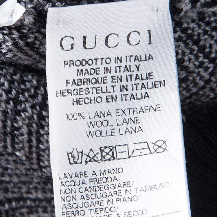 Pre Owned Gucci Navy Blue and Grey Wool Chevron Pattern Knit Button Front Cardigan 12 Yrs