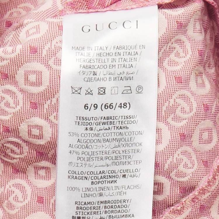 Pre Owned Gucci Kids Pink Monogram Cotton Blend Dress 6/9 Months 
