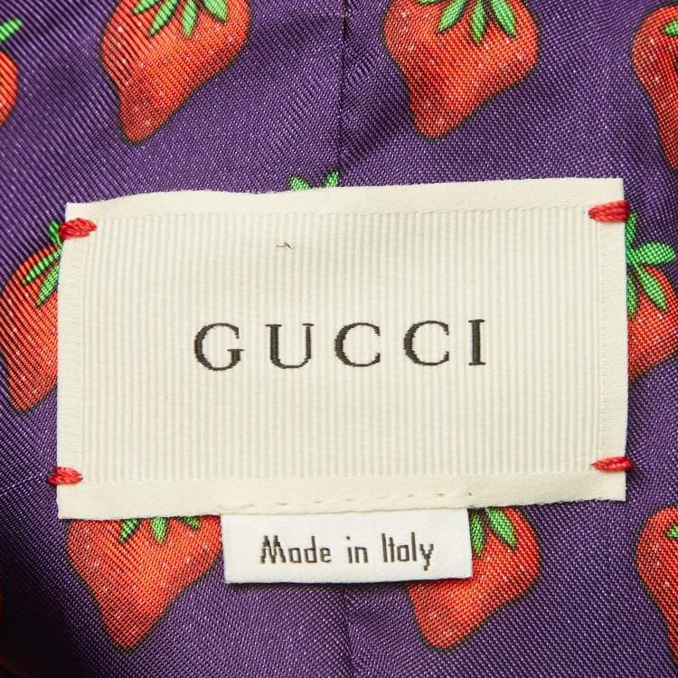 Pre Owned Gucci Kids Blue Embellished Wool Leather Trim Bomber Jacket 10 Yrs 