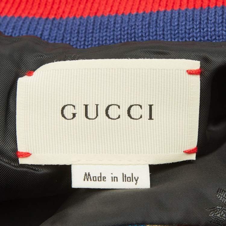 Pre Owned Gucci Kids Multicolor Striped Glitter Faux Fur Trim Bomber Jacket 10Yrs  