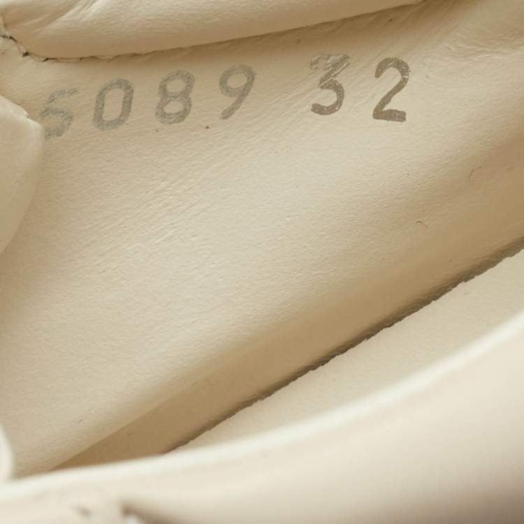 Pre Owned Gucci Cream Leather Rhyton Trainer Sneakers Size 32