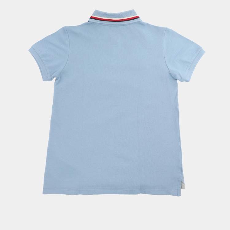 Pre Owned Gucci Powder Blue Web Collar Jersey Polo T-Shirt 8 Yrs