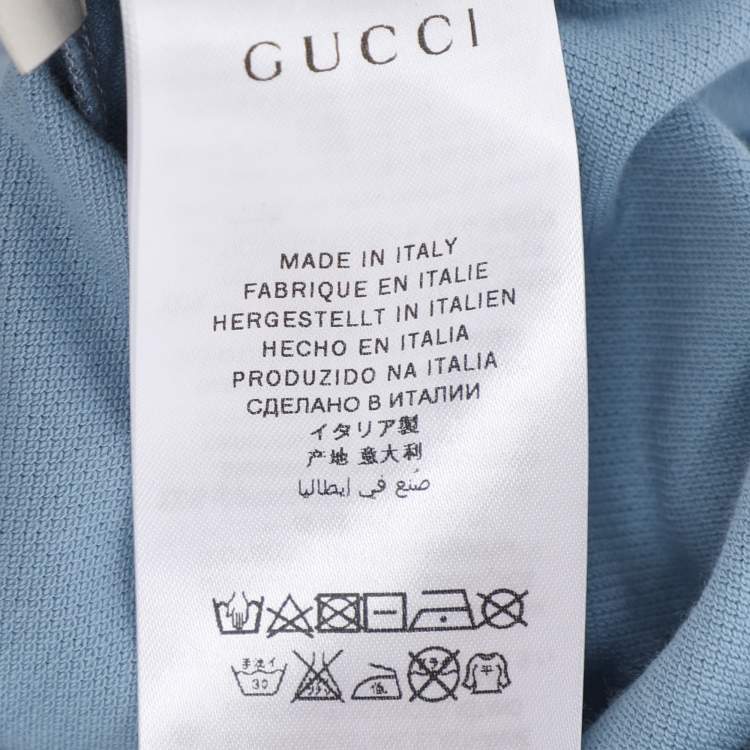 Pre Owned Gucci Powder Blue Web Collar Jersey Polo T-Shirt 8 Yrs