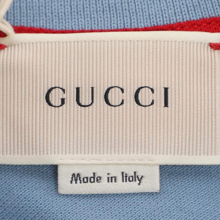 Pre Owned Gucci Powder Blue Web Collar Jersey Polo T-Shirt 8 Yrs