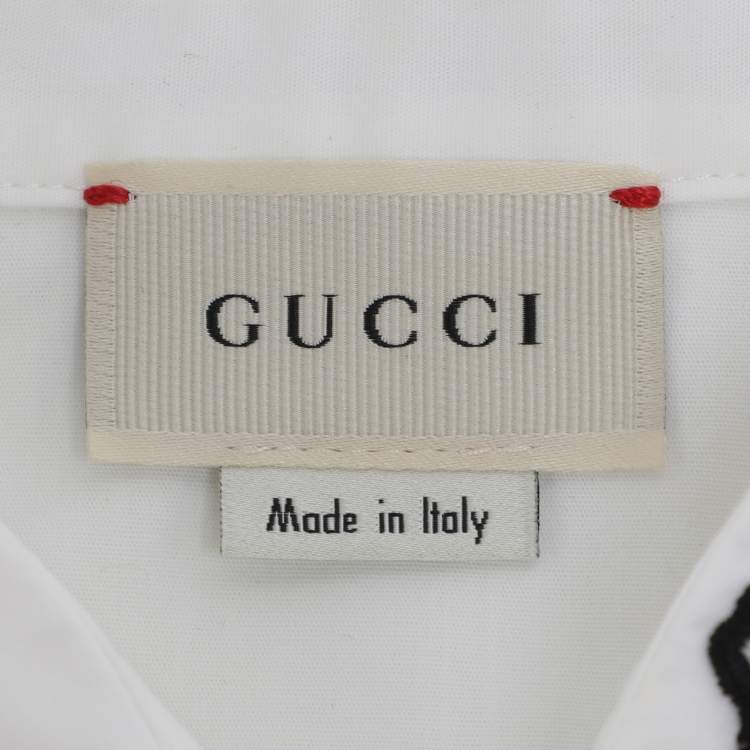 Pre Owned Gucci White Poplin Tiger Embroidered Long Sleeve Shirt 4 Yrs