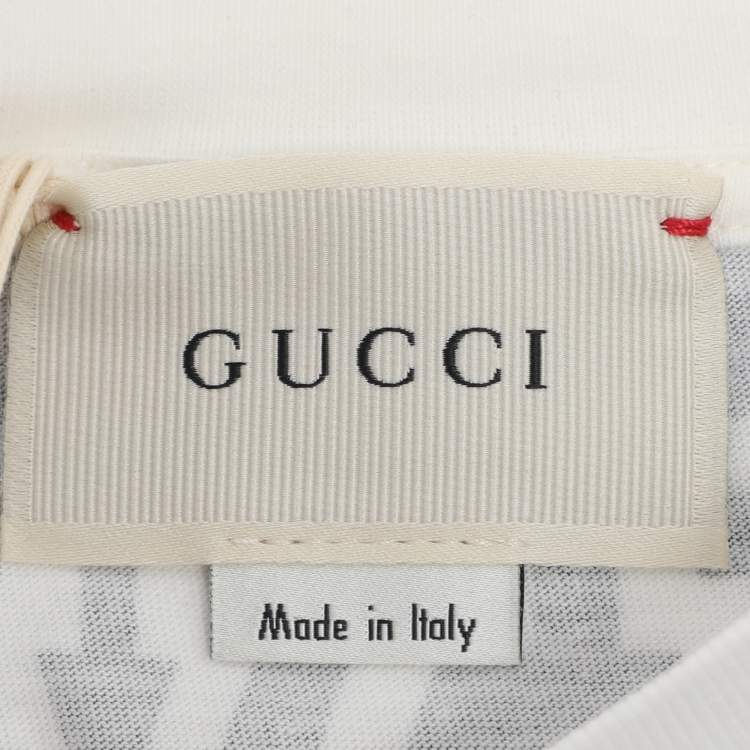 Pre Owned Gucci White Printed Jersey Crewneck T-Shirt 5 Years