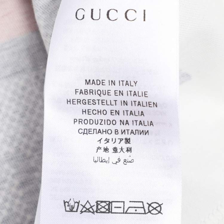Pre Owned Gucci White Printed Jersey Crewneck T-Shirt 5 Years