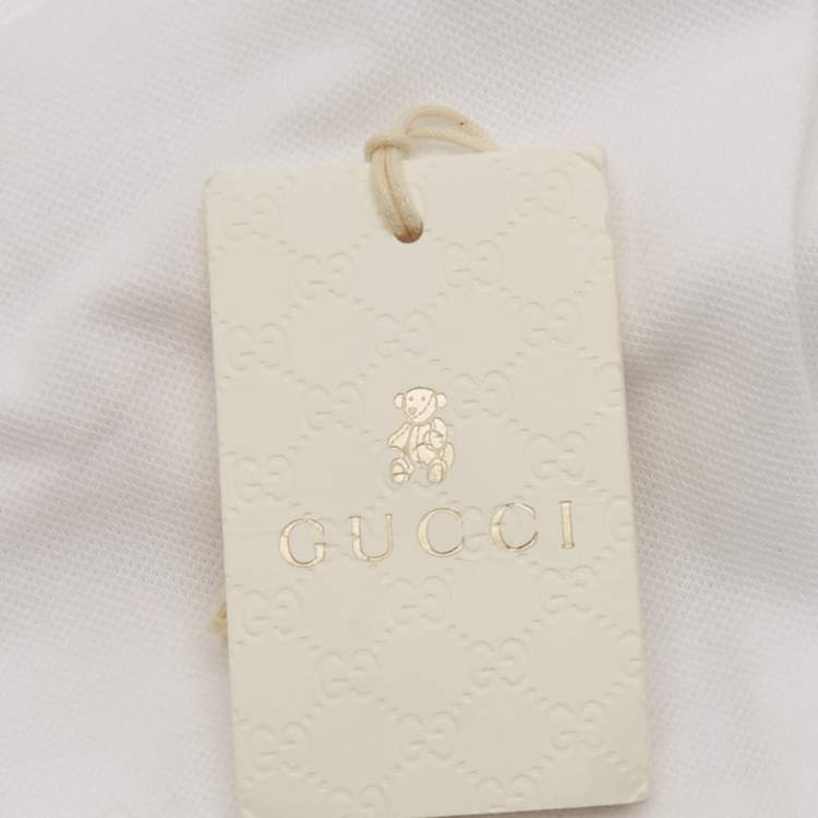 Pre Owned Gucci Kids White/Blue Cotton Polo T-Shirt and Jeans Set 6 Yrs