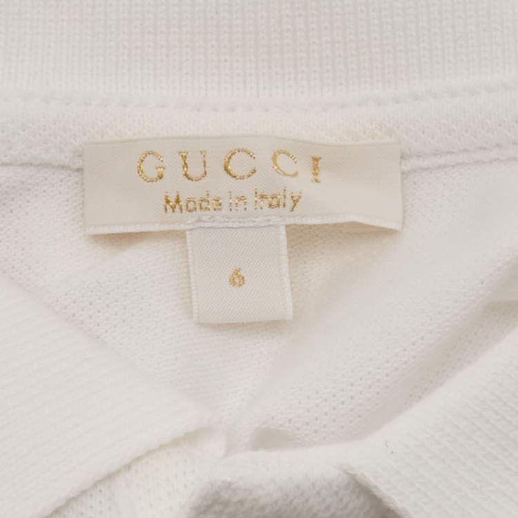 Pre Owned Gucci Kids White/Blue Cotton Polo T-Shirt and Jeans Set 6 Yrs