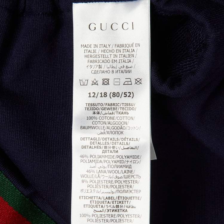 Pre Owned هودي قطن كحلي بخطوط ويب غوتشي للأطفال مقاس 12-18 شهرًا