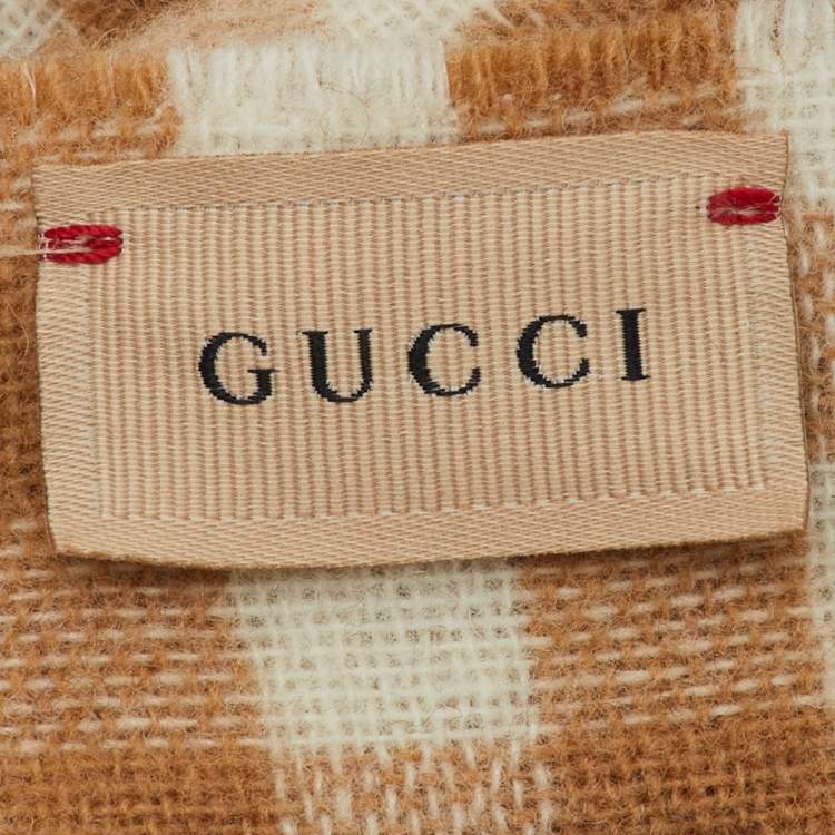 Pre Owned Gucci Brown GG Check Wool Baby Blanket