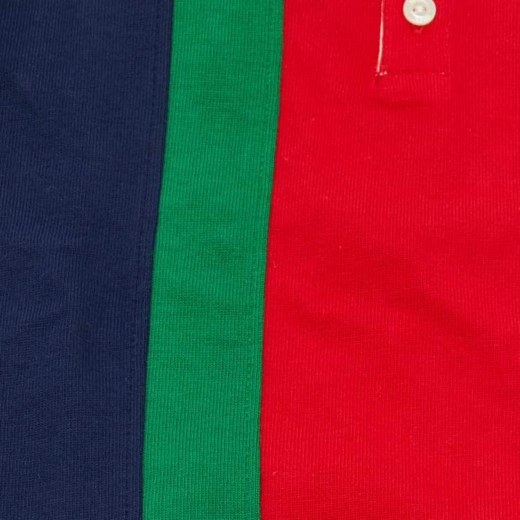 Pre Owned Gucci Kids Navy Blue Web Striped Cotton T-Shirt Size 24 M/2 Yrs