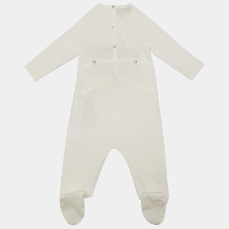 Pre Owned Gucci Kids White Logo Print Cotton Onesie 0-3M
