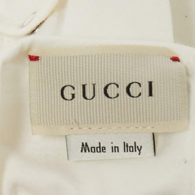 Pre Owned Gucci Kids White Logo Print Cotton Onesie 0-3M