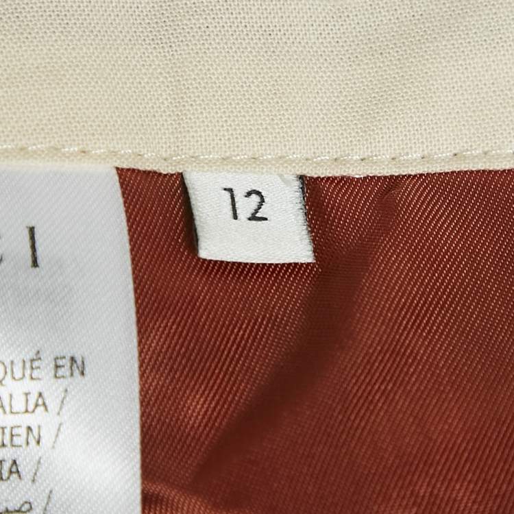 Pre Owned Gucci Cream/Red Tweed Gathered Mini Skirt 12 Yrs