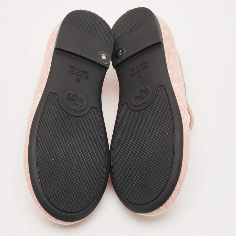 Pre Owned Gucci Pink GG Canvas Double G Ballet Flats Size 29