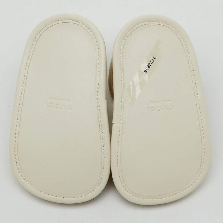 Pre Owned Gucci Beige/White GG Canvas and Leather Horsebit Sandals Size 16