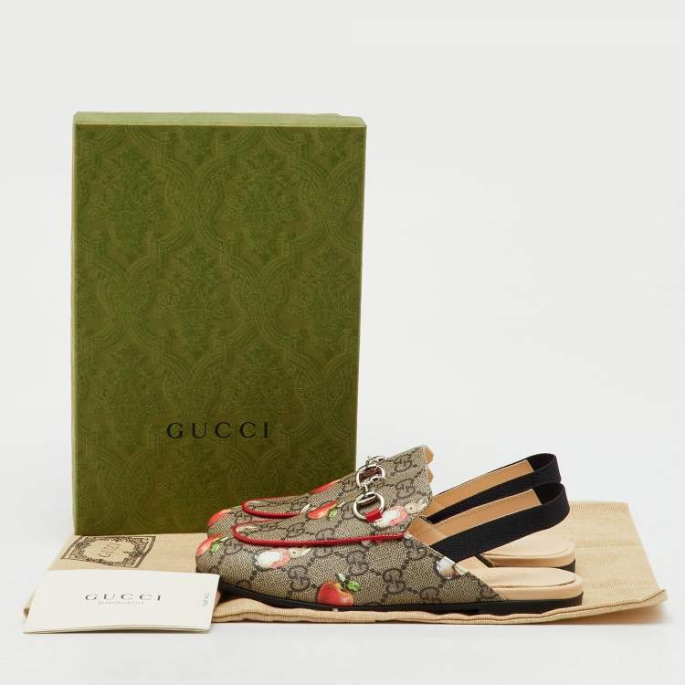 Pre Owned Gucci x Peter Rabbit™ Multicolor GG Supreme Canvas Princetown Slingback Sandals Size 32