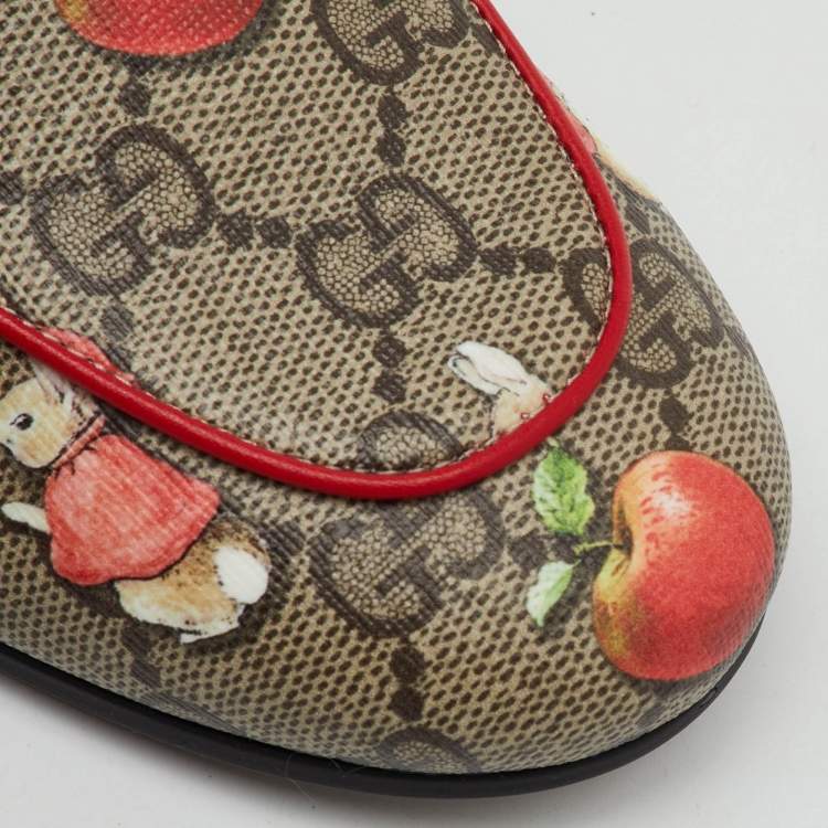 Pre Owned Gucci x Peter Rabbit™ Multicolor GG Supreme Canvas Princetown Slingback Sandals Size 32