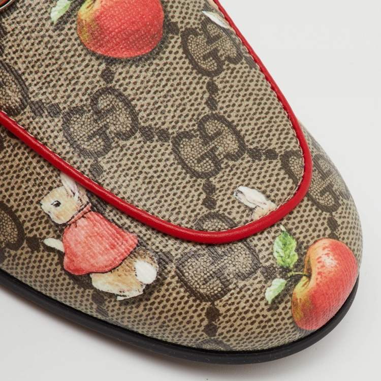 Pre Owned Gucci x Peter Rabbit™ Multicolor GG Supreme Canvas Princetown Slingback Sandals Size 29