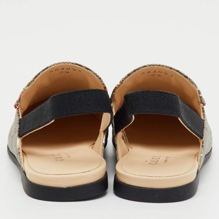 Pre Owned Gucci x Peter Rabbit™ Multicolor GG Supreme Canvas Princetown Slingback Sandals Size 29