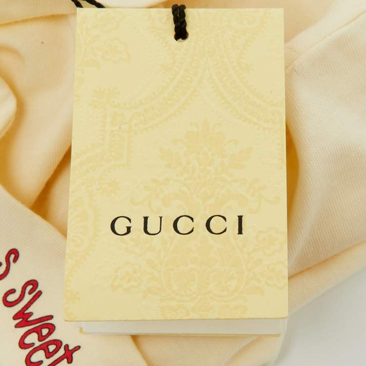 Pre Owned Gucci Cream Logo Print Cotton Beanie L/50