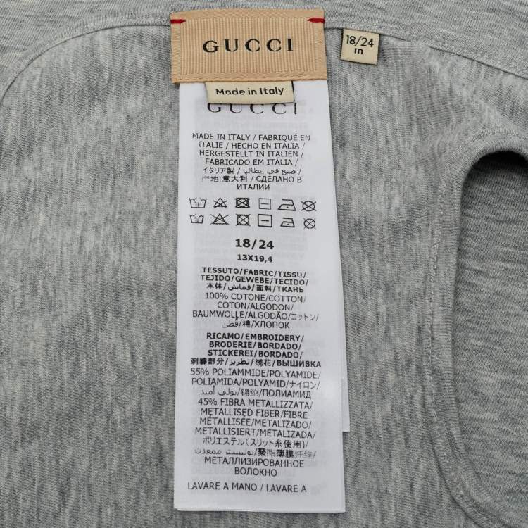 Pre Owned Gucci Kids Grey Web Trim Cotton Onesie Set 18-24M