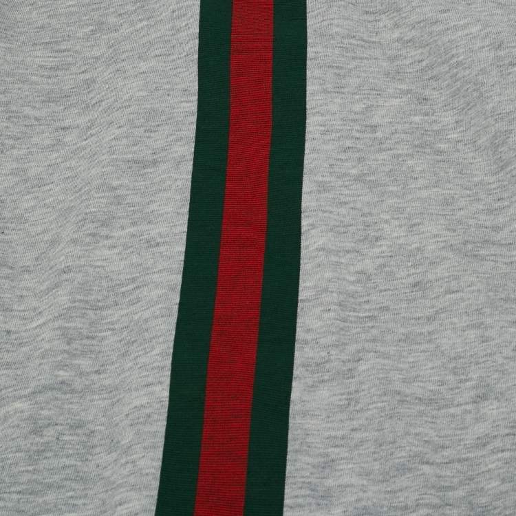 Pre Owned Gucci Kids Grey Web Trim Cotton Onesie Set 18-24M