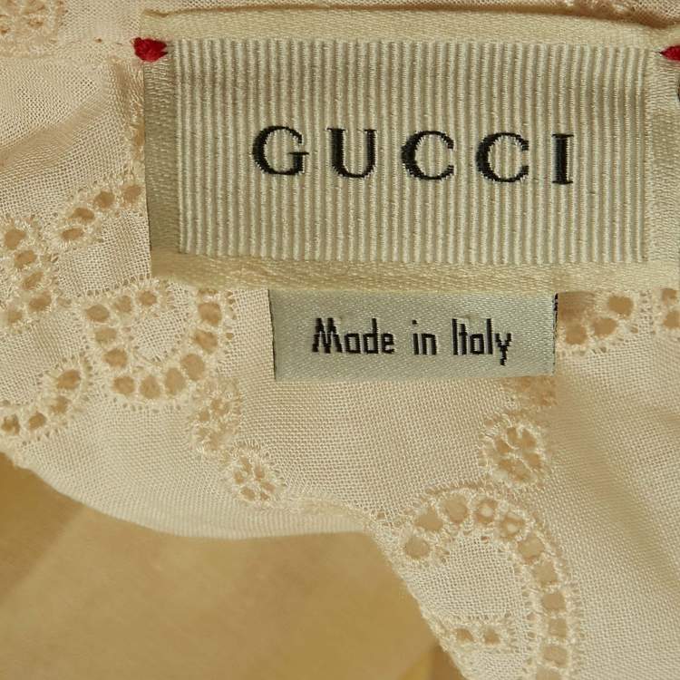 Pre Owned Gucci Cream Eyelet Embroidered Cotton Dress (12 Yrs)