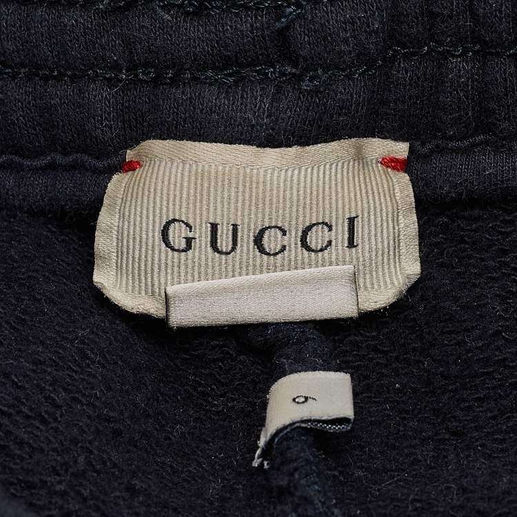 Pre Owned Gucci Navy Blue Cotton Knit Logo Tape Detail Trackpants 6 Yrs