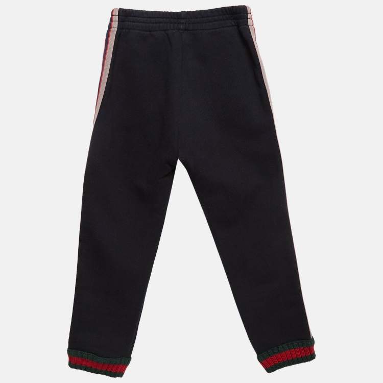 Pre Owned Gucci Navy Blue Cotton Knit Logo Tape Detail Trackpants 6 Yrs