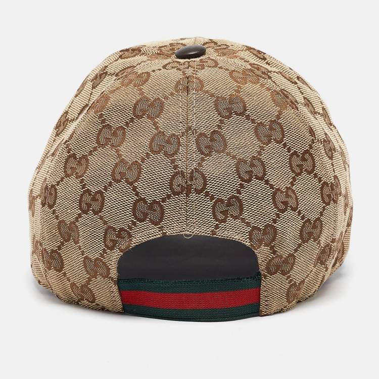 Pre Owned Gucci Beige GG Web Canvas Baseball Cap L