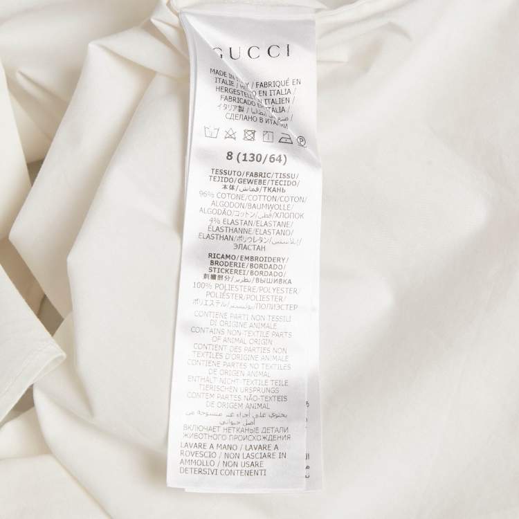 Pre Owned Gucci Kids White Logo Embroidery Cotton Button Front Shirt 8 Yrs