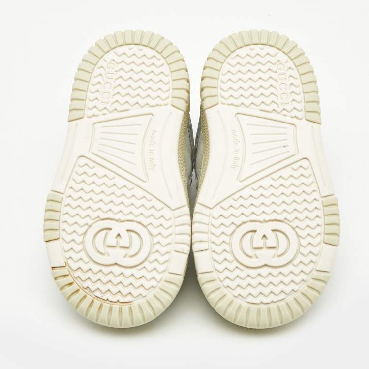 Pre Owned Gucci White Leather Re-Web Sneakers Size 20