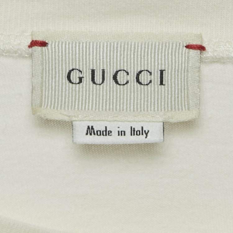 Pre Owned Gucci Off-White Printed Jersey Crewneck T-Shirt 12 Yrs