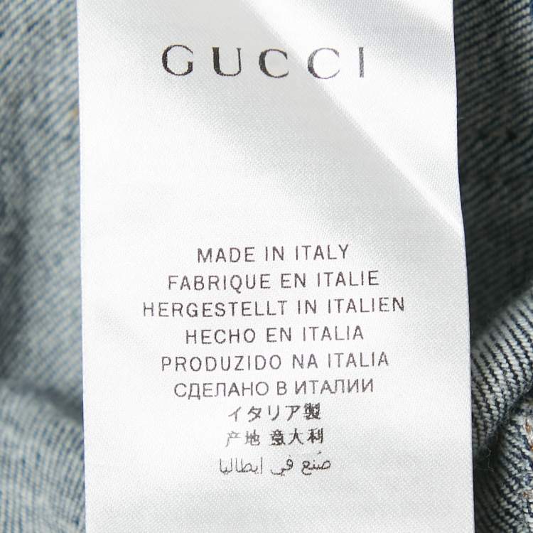 Pre Owned Gucci Navy Blue Web Trim Folded Hem Denim Jeans 10 Yrs 23"