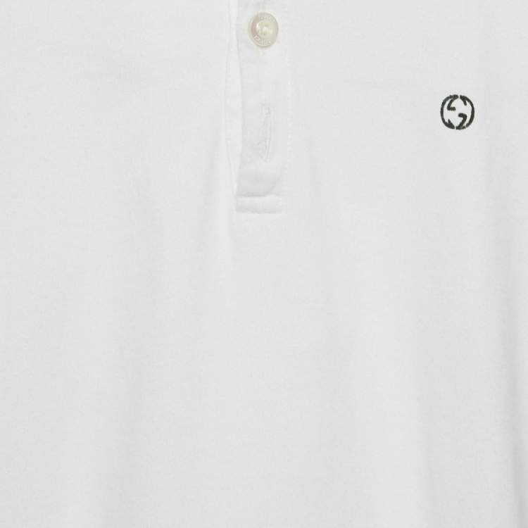 Pre Owned Gucci Kids White Web Collar Jersey Polo T-Shirt 6 Yrs 