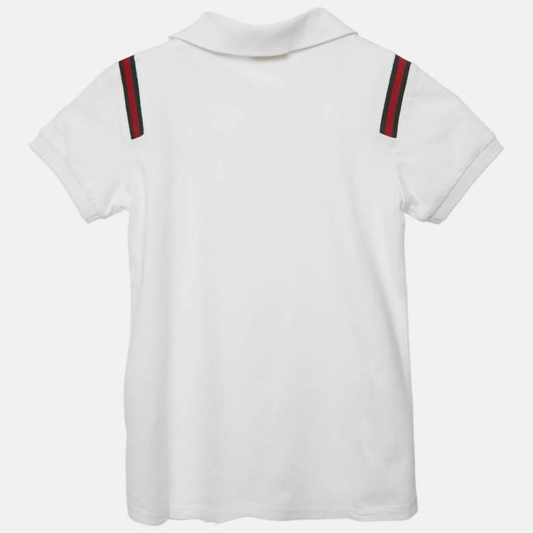 Pre Owned Gucci Kids White Web Collar Jersey Polo T-Shirt 6 Yrs 